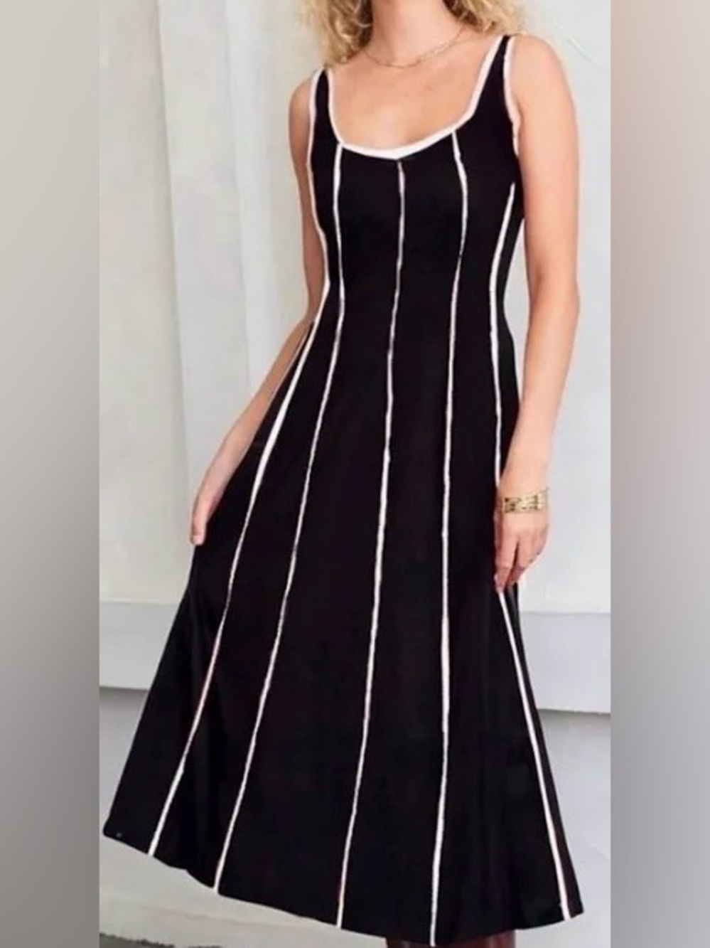 1. State 100% Cotton Black and white Maxi Dress with Adjustable Straps.